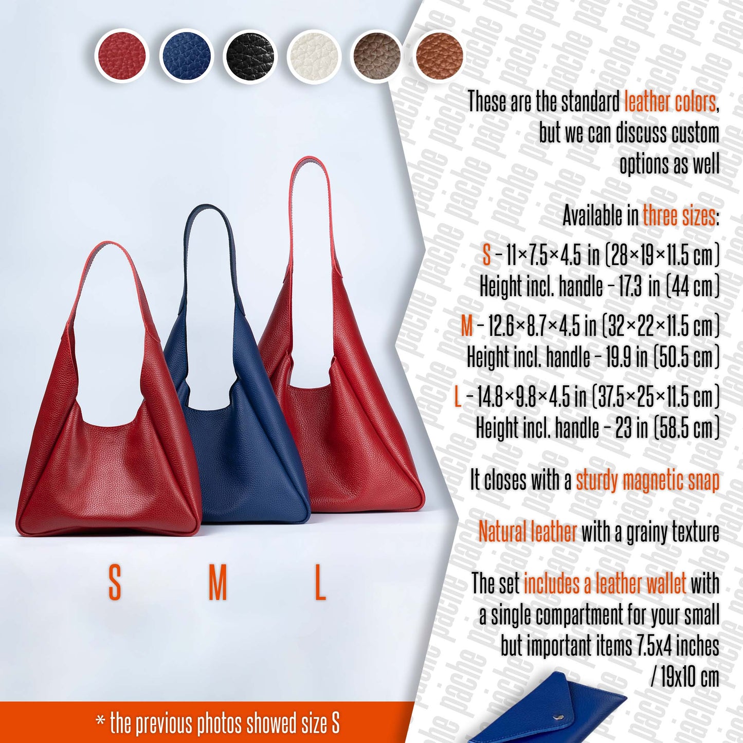 Cognac Brown Leather Hobo Bag for Women - Pache Torba