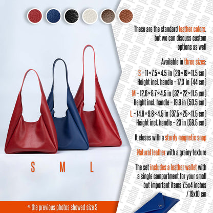 Cognac Brown Leather Hobo Bag for Women - Pache Torba