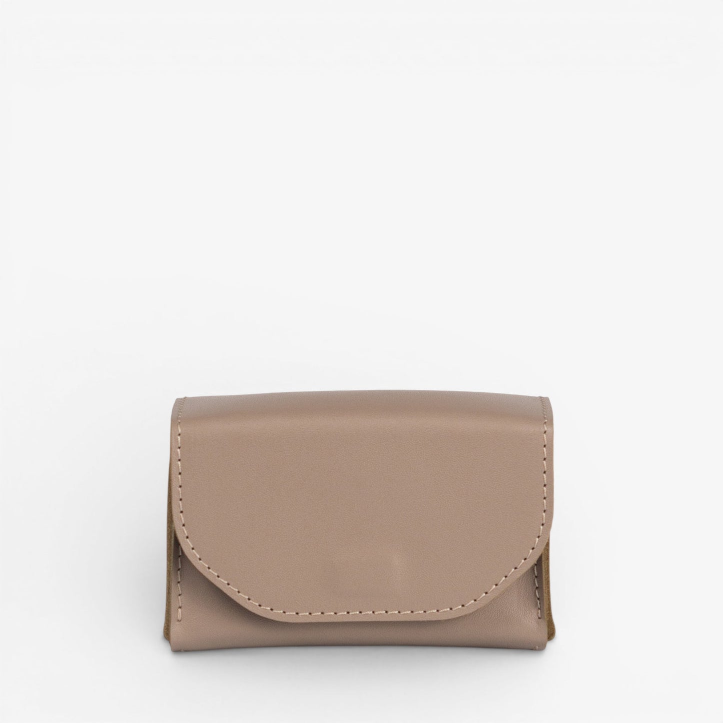 Gray Arcana tarot deck case open with structured leather shape and natural leather interior