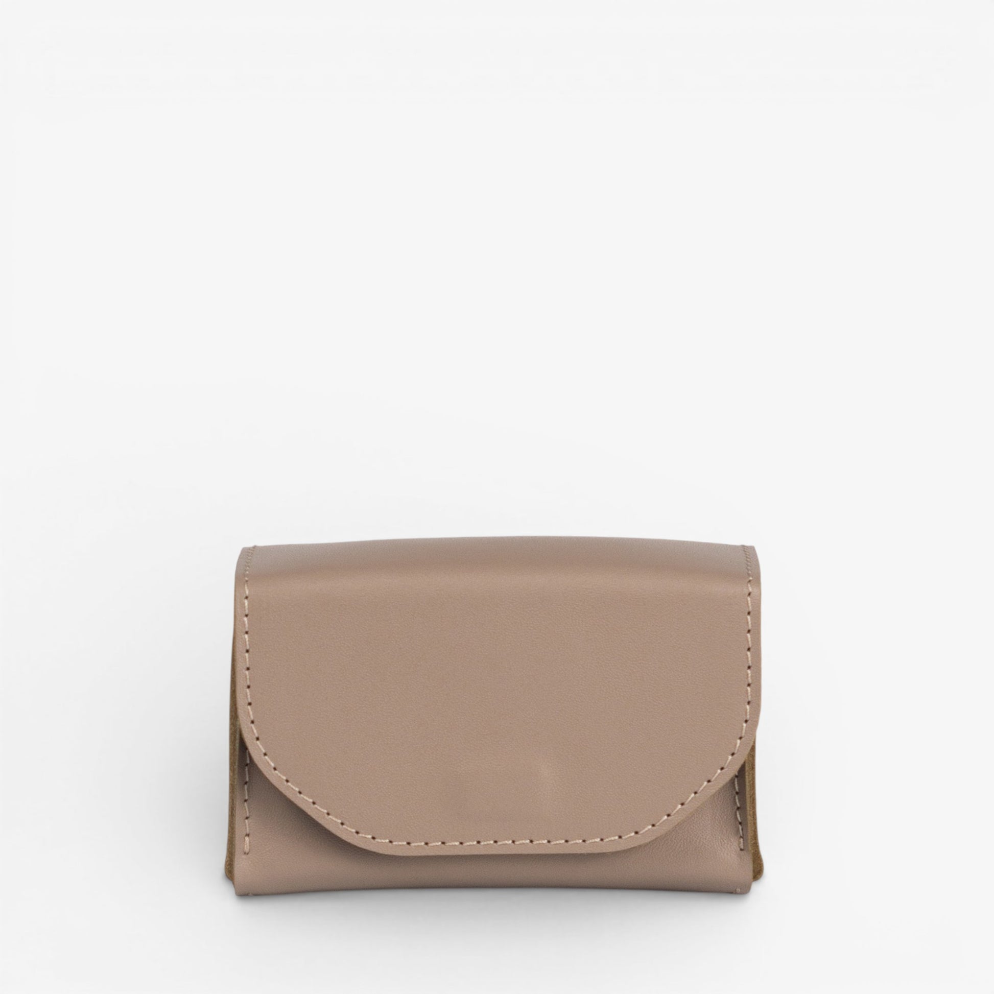Gray Arcana tarot deck case open with structured leather shape and natural leather interior