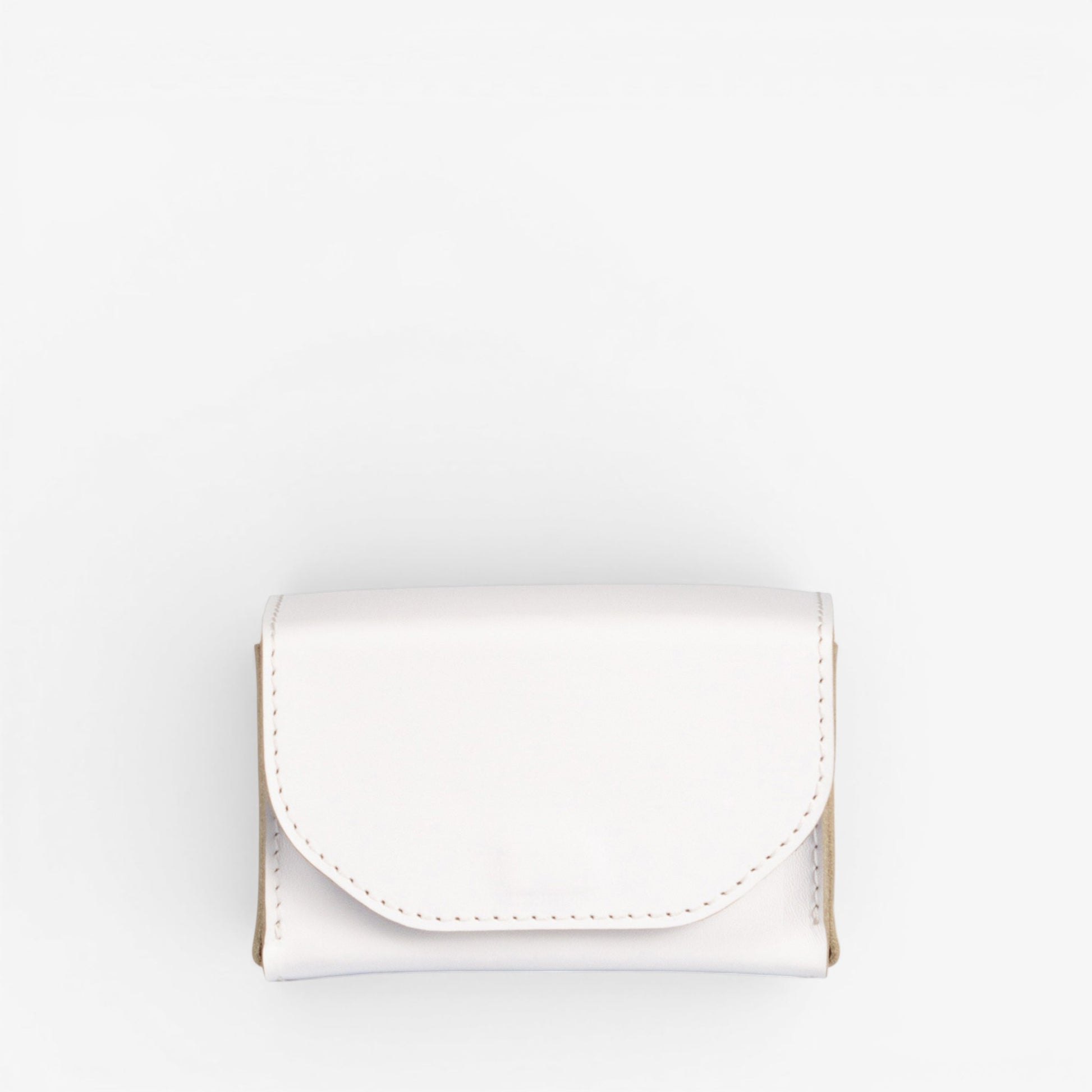 White Arcana tarot deck case open with structured leather shape and natural leather interior