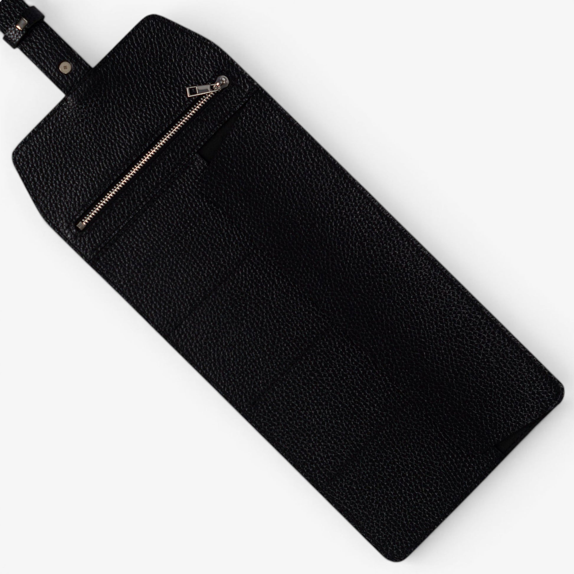 Black Aven watch roll open with watch sections and zipper pocket