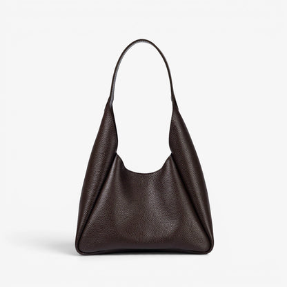 Pache Torba hobo bag in chocolate brown pebbled leather with a slouchy silhouette and magnetic closure. Includes matching wallet.