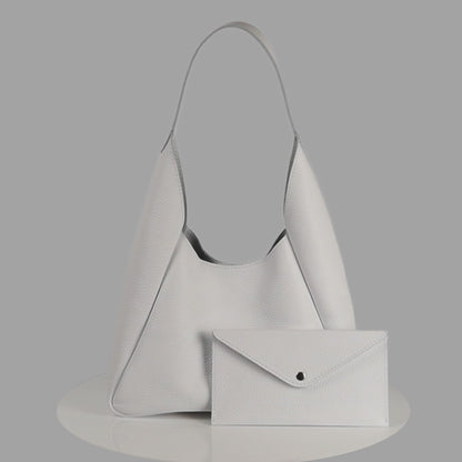 White Leather Hobo Bag for Women - Pache Torba