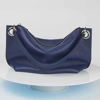 Blue Soft Leather Bag for Women - Pache Vivere